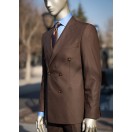 Kahverengi Kruvaze Torba Cepli Takım Elbise