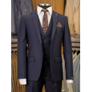 Yün Yelekli Lacivert Slim Fit Erkek Takım Elbise