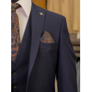 Yün Yelekli Lacivert Slim Fit Erkek Takım Elbise