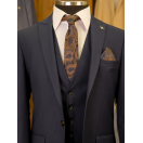 Yün Yelekli Lacivert Slim Fit Erkek Takım Elbise