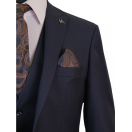 Yün Yelekli Lacivert Slim Fit Erkek Takım Elbise