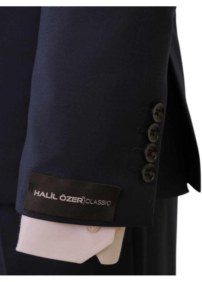 Yün Yelekli Lacivert Slim Fit Erkek Takım Elbise