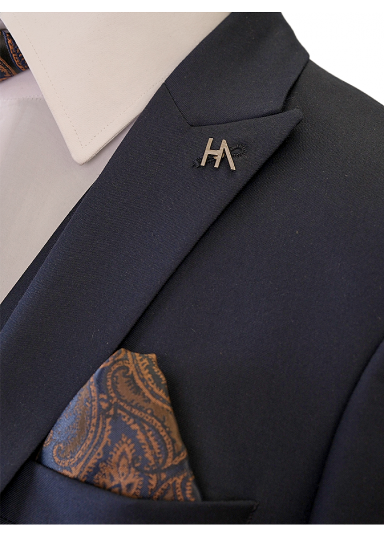 Yün Yelekli Lacivert Slim Fit Erkek Takım Elbise