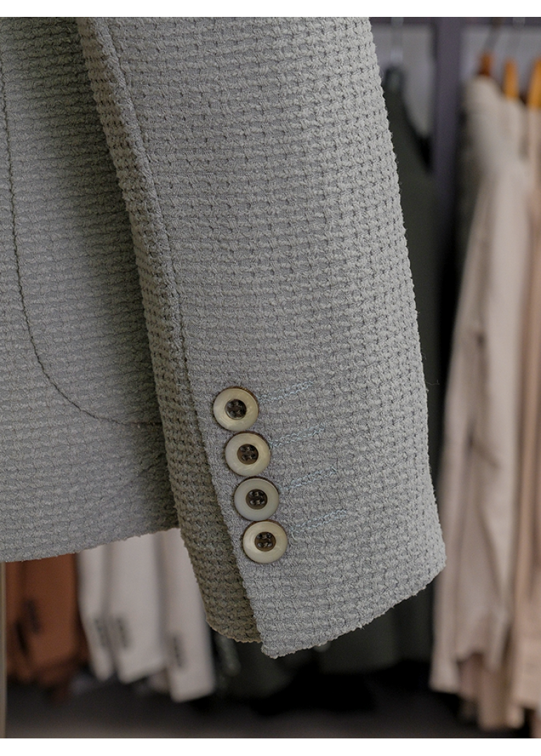 Örme Astarsız Açık Yeşil Slim Fit Erkek Ceket