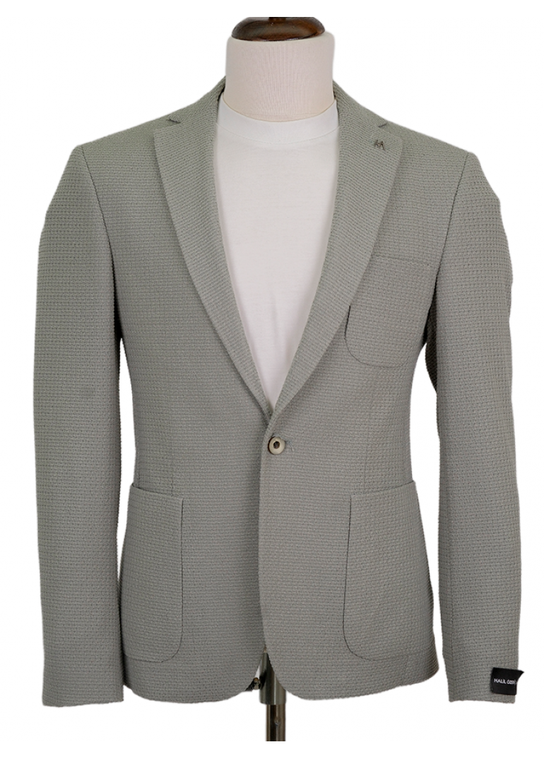 Örme Astarsız Açık Yeşil Slim Fit Erkek Ceket