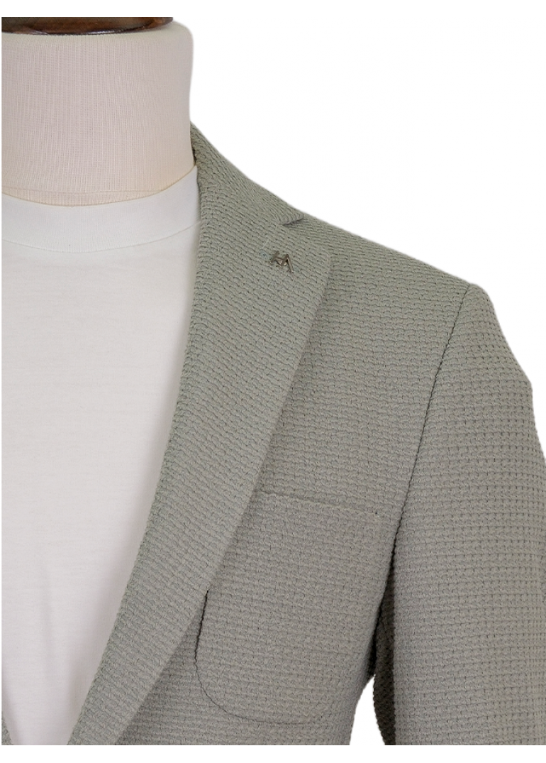 Örme Astarsız Açık Yeşil Slim Fit Erkek Ceket