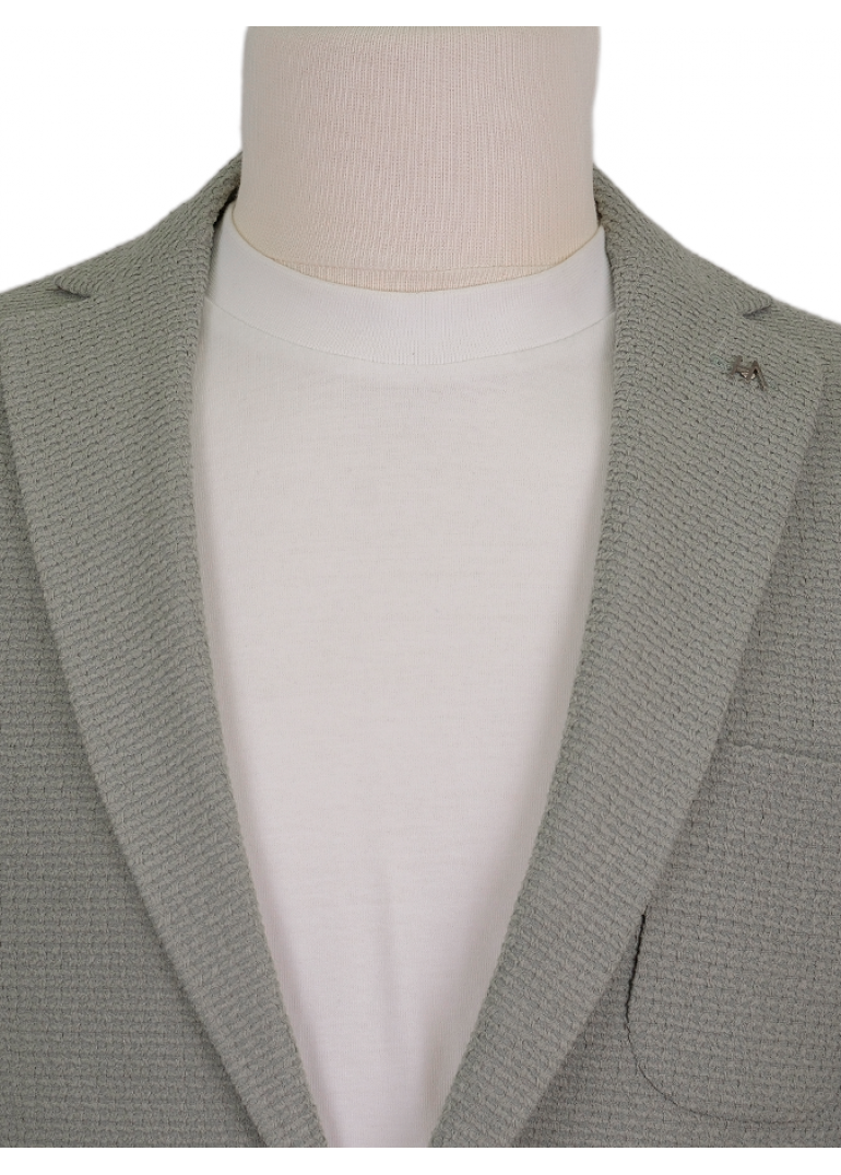 Örme Astarsız Açık Yeşil Slim Fit Erkek Ceket