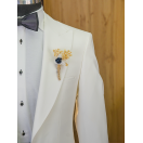 Kırlangıç Yaka Beyaz Slim Fit Erkek Smokin Damatlık