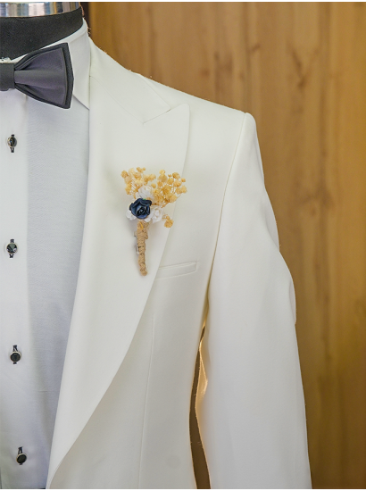 Kırlangıç Yaka Smokin Damatlık Beyaz