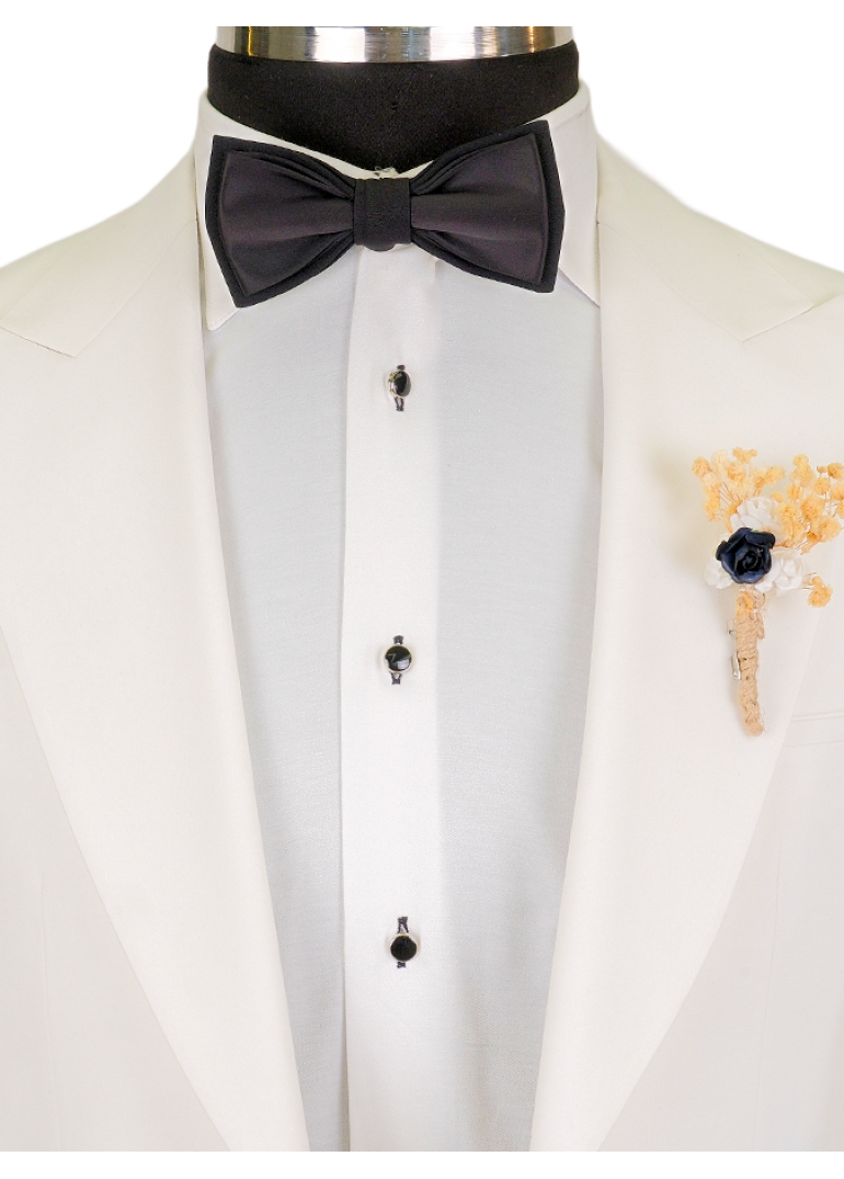 Kırlangıç Yaka Beyaz Slim Fit Erkek Smokin Damatlık