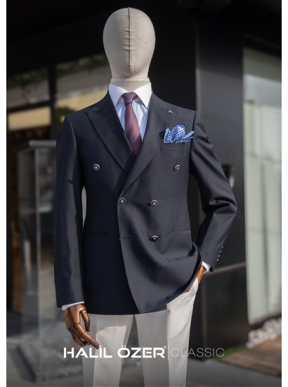 Lacivert Kruvaze Blazer Ceket