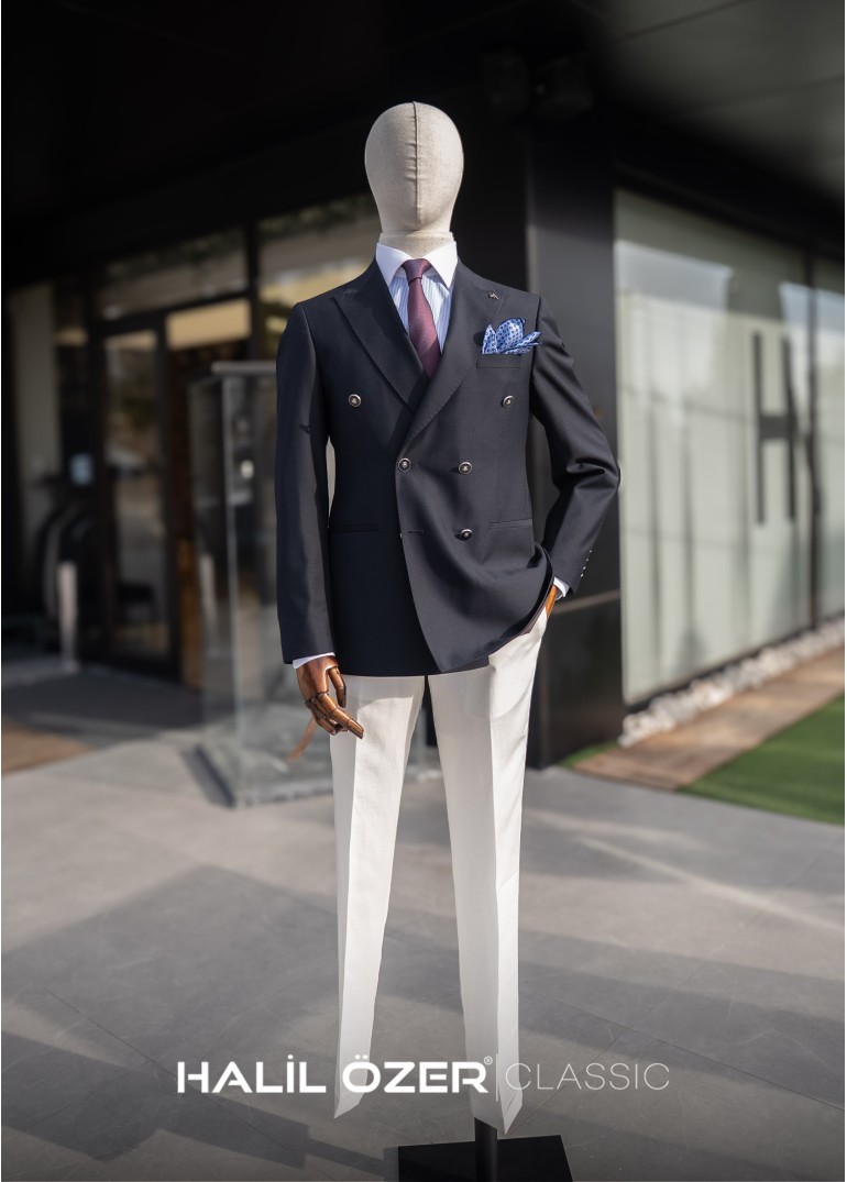 Lacivert Kruvaze Blazer Ceket
