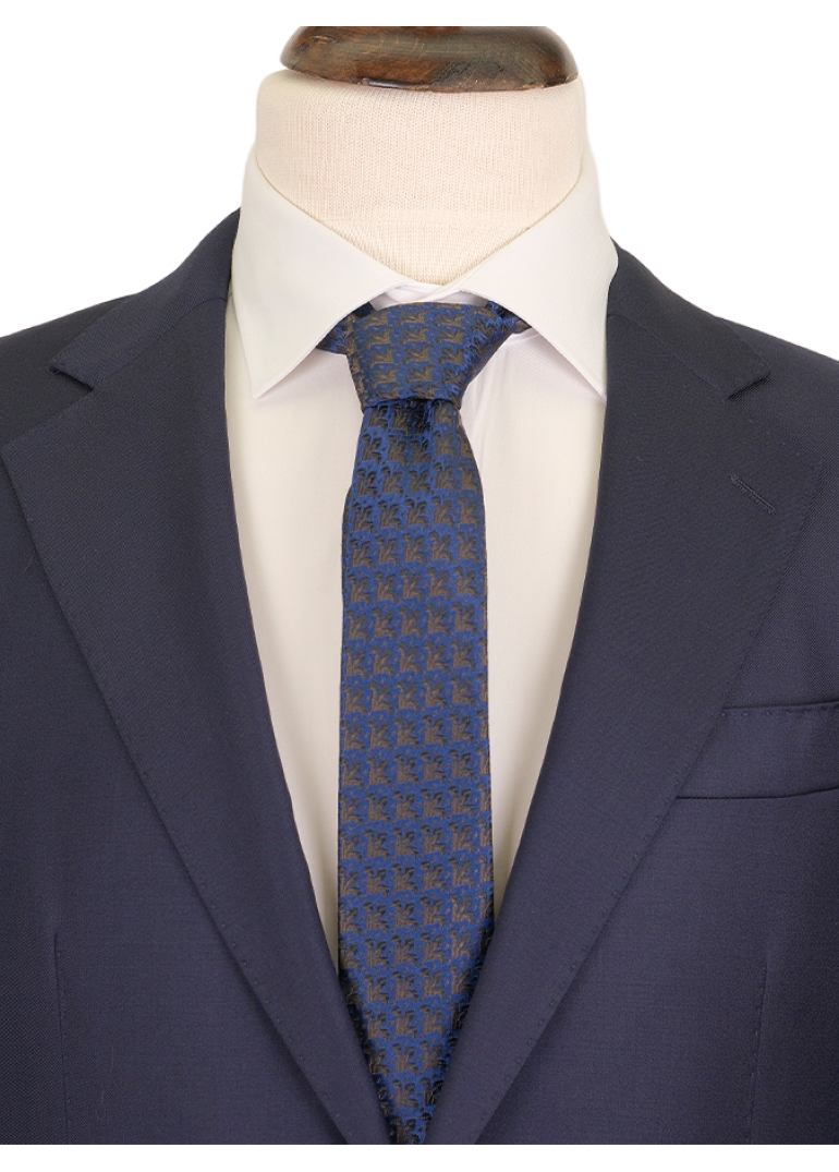 Kruvaze Lacivert Slim Fit Erkek Takım Elbise