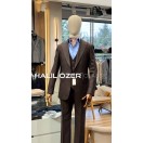 İnce Çizgi Yelekli Takım Elbise Kahverengi