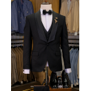 Siyah Sabit Şal Yaka Slim Fit Erkek Smokin Takım Elbise