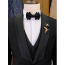 Siyah Sabit Şal Yaka Slim Fit Erkek Smokin Takım Elbise