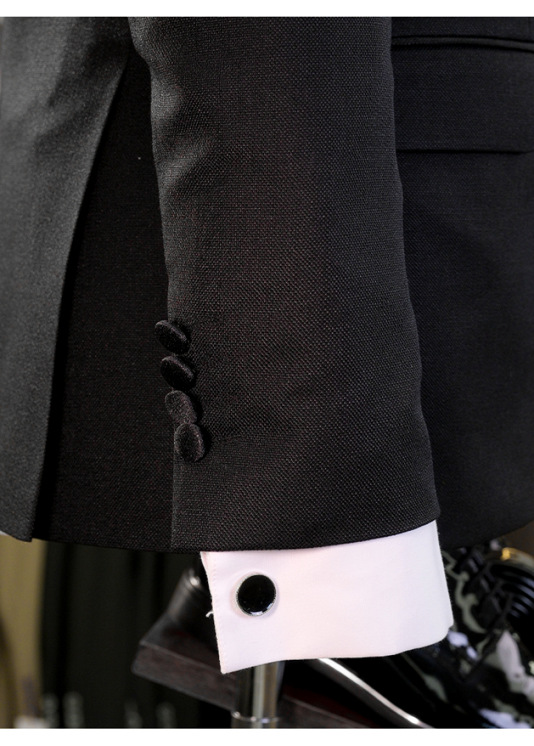 Siyah Sabit Şal Yaka Slim Fit Erkek Smokin Takım Elbise