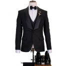 Siyah Sabit Şal Yaka Slim Fit Erkek Smokin Takım Elbise