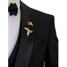 Siyah Sabit Şal Yaka Slim Fit Erkek Smokin Takım Elbise